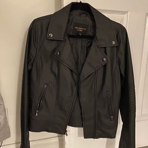 Celebrity Pink Faux Leather Moto Jacket